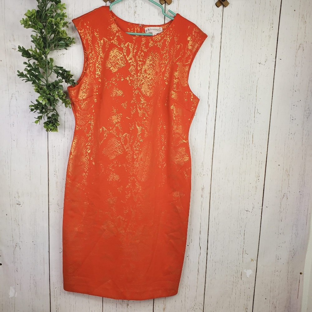 PHILOSOPHY orange gold dress